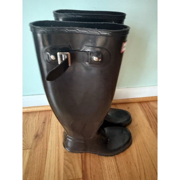 Hunter Rain Boots Women’s Size 5 Men’s 4 Gloss Black Original Tall Adjustable - Picture 4 of 5
